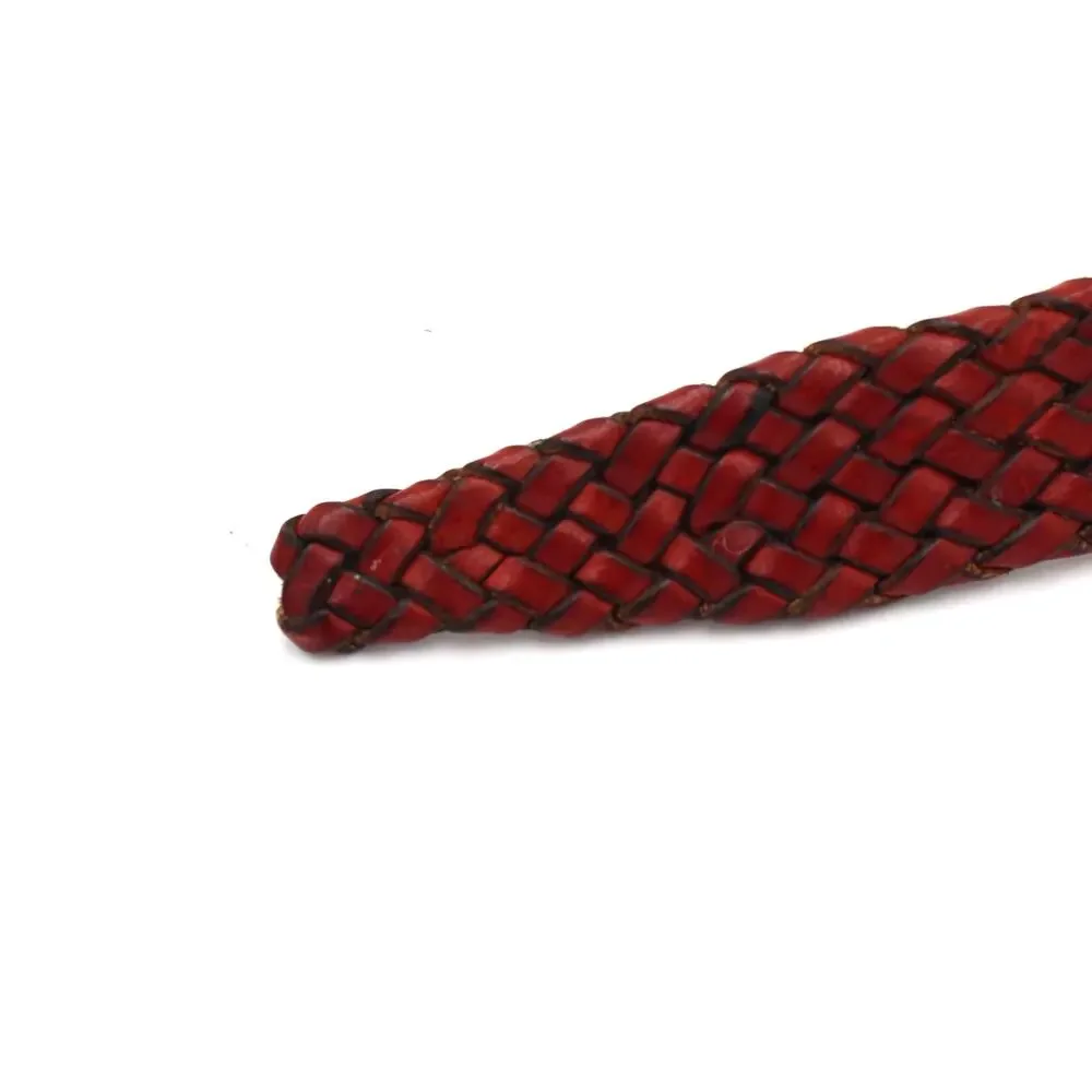 Vintage Cole Haan Braided Leather Belt Mens Size 42 Brown Red Woven Classic 90s